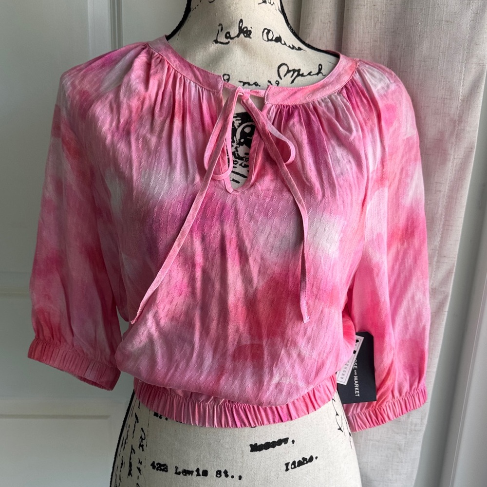 Melrose and market pink Tie-Dye  Top with elastic on bottom